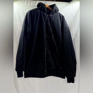 Men's Black Hooded Zip-Front Puffer Jacket